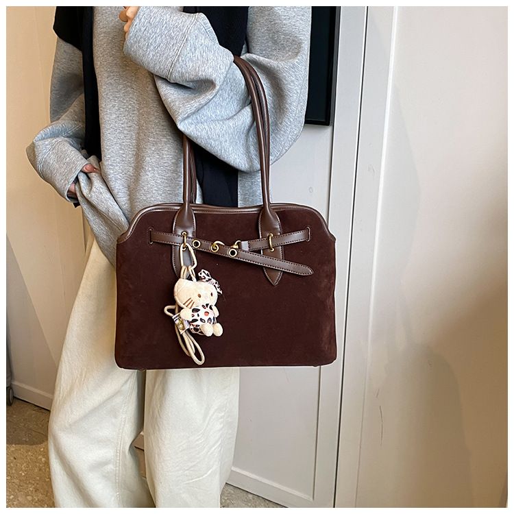 2024 leopard print frosted tote with buckle for commuting women, large capacity, lightweight, ins trendy single shoulder_voghion.com