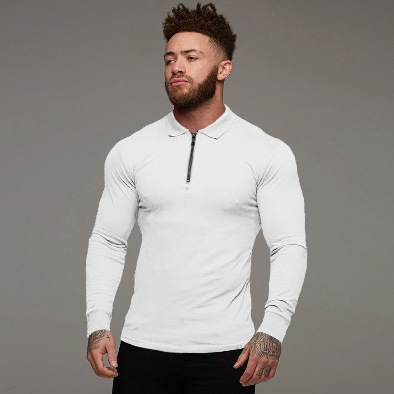 Muscle Herren Poloshirts Herren Langarm Revers Fitness PoloT-Shirts_voghion.com