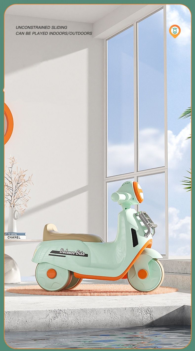 Bici senza pedali per bambini da 1 a 3 anni, triciclo per l'apprendimento senza pedali con pneumatici chiusi, design antiscivolo in materiale PP, per interni ed esterni._voghion.com