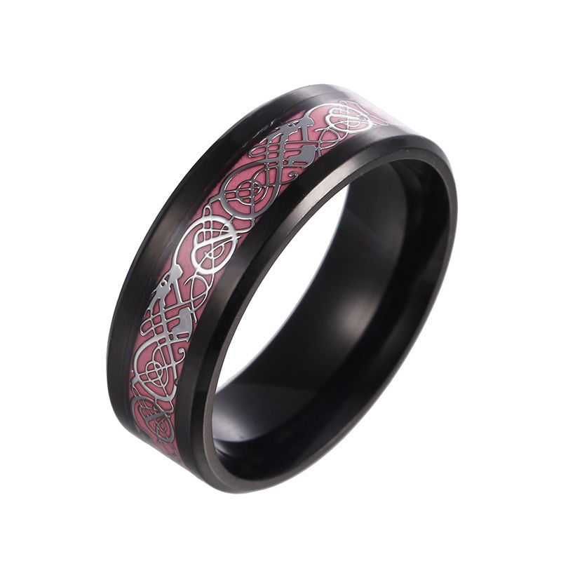 Bague dragon en acier inoxydable pour homme, accessoires populaires de différentes couleurs phosphorescentes_voghion.com