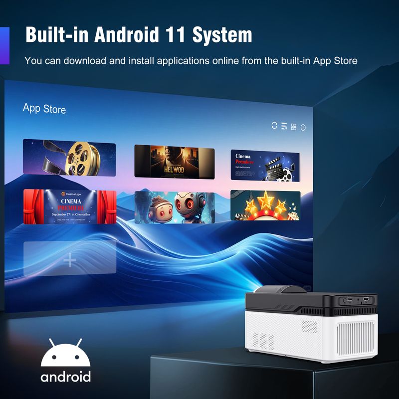 HY450 Projector With Ultra Short Throw Auto Offset 1080P 8K Electronic Focus 900 ANSI Air Mouse Voice Assistant_voghion.com