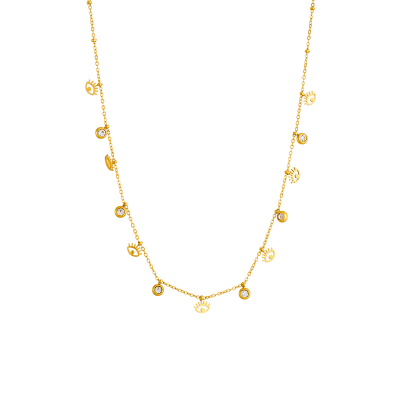 Collana di gioielli in acciaio al titanio con catena a forma di occhio cavo, squisita e squisita, di nicchia della moda europea e americana_voghion.com