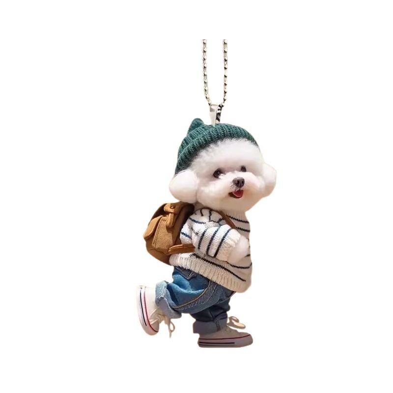 Creatieve kleine teddybeer rugzak acryl platte hanger auto hangende decoratie tas sleutelhanger in ins stijl beste vriend sleutelhanger_voghion.com