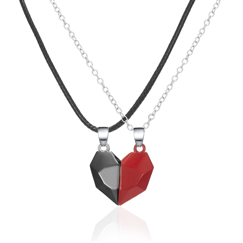 Personalized Design Wishing Stone Pendant Heartbreak Clavicle Chain, Heart Shaped Necklace Couple Love Magnet Necklace_voghion.com