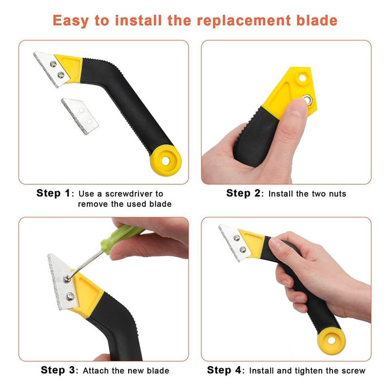 9-Piece Grout Tool Set For Doors, Windows & Floors - 6 Sizes Grout Removal Scraper, Cleaning Knife & Saw Blades With Ergonomic Handles_voghion.com