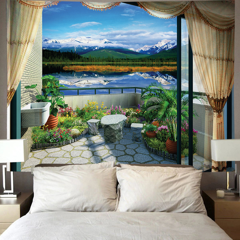 Peinture murale, impression numérique, tissu de fond, tissu suspendu pour chambre à coucher, tapisserie, chevet de style fenêtre_voghion.com
