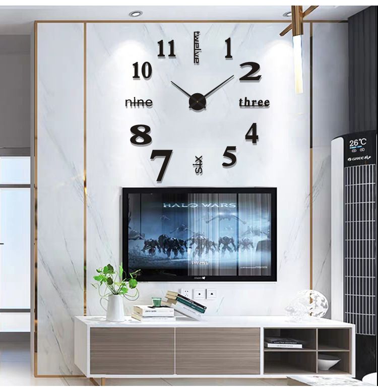 Silent Sweep Wall Clock – Peel & Stick Noiseless DIY Clock For Living Room, Bedroom & Office (Modern Acrylic Design, Glow-in-Dark Numbers, 4 Sizes)_voghion.com