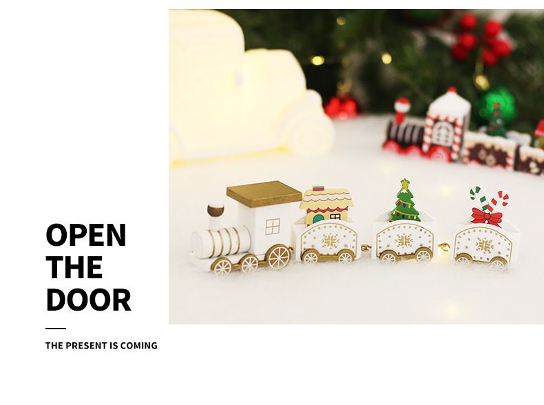 Christmas Hand-Painted Wooden Train Ornament - Festive Holiday Decor For Kids & Home - Unique Gift For Children_voghion.com