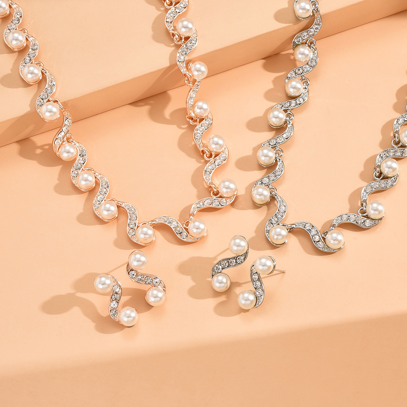 Set di gioielli da donna, gioielli di moda, gioielli da donna a forma di S con perle, nuovi accessori da sposa_voghion.com