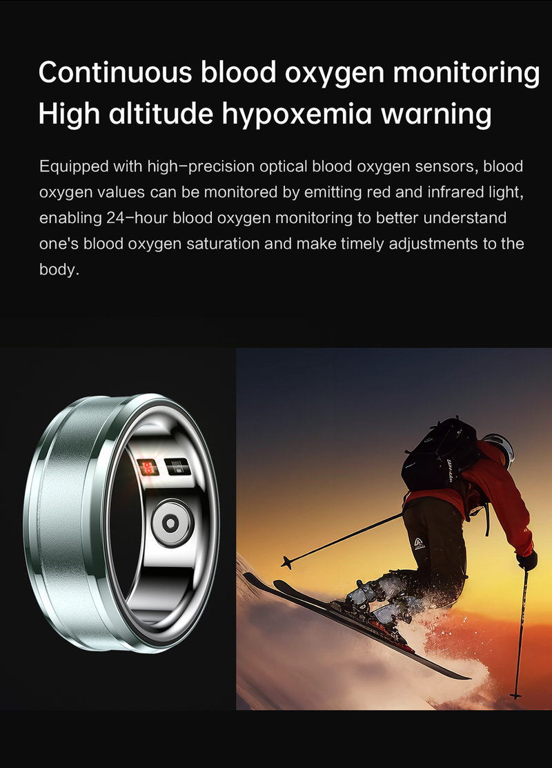 Anello intelligente da uomo con rilevamento della frequenza cardiaca, monitoraggio dell'ossigeno nel sangue, temperatura e sonno, telecomando_voghion.com