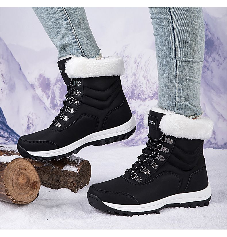 Women's Winter Snow Boots With Thick Fleece Lining, Water-Resistant Synthetic Leather Upper, Non-Slip Rubber Sole For Outdoor Activities_voghion.com