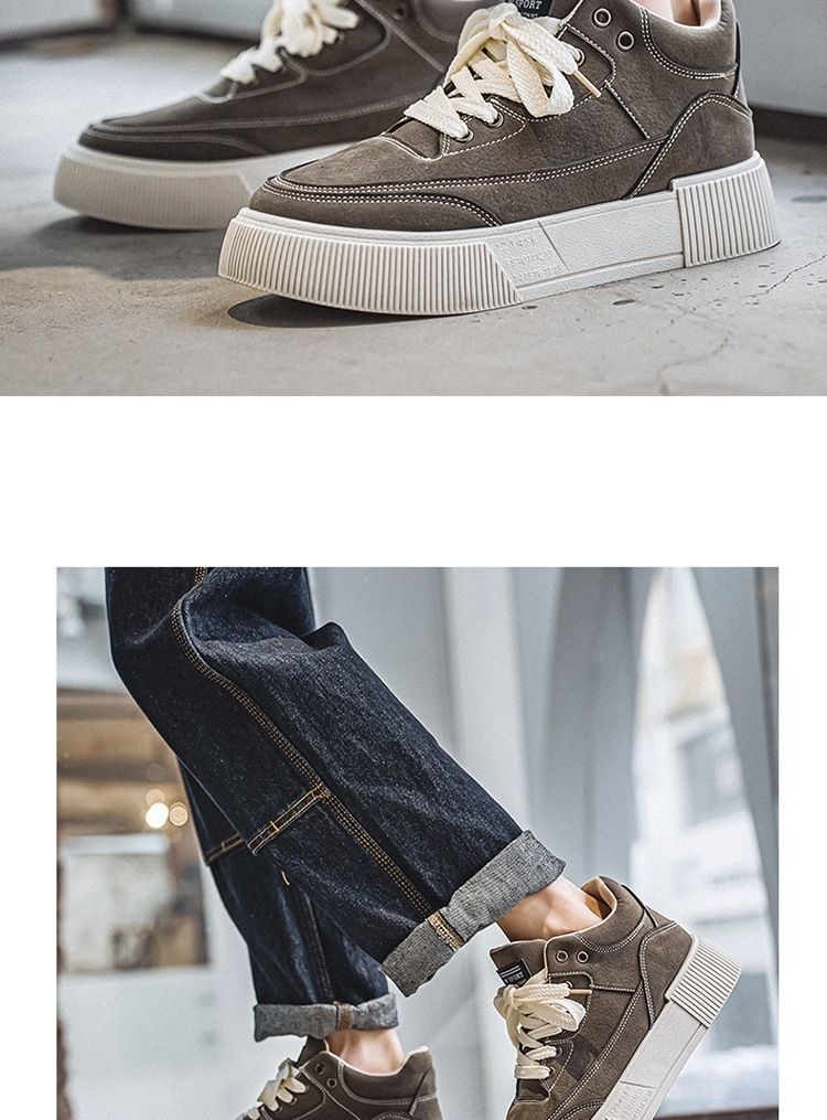 High board shoes for men, 2024 autumn new British style sports shoes, men's mid top Martin boots_voghion.com