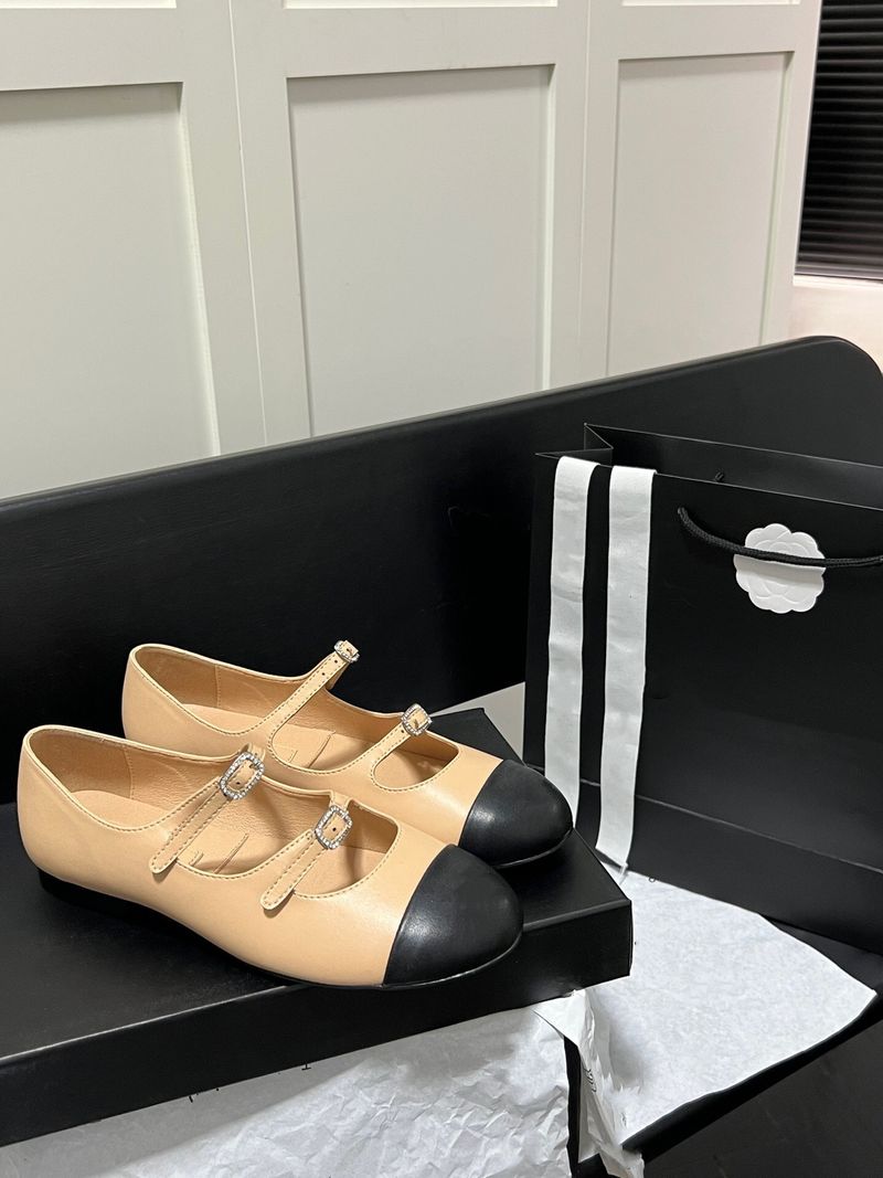 new Style Double Diamond Buckle Mary Jane Shoes For Women New New Color Block Round Toe Flat One-Strap Ballet Flats_voghion.com