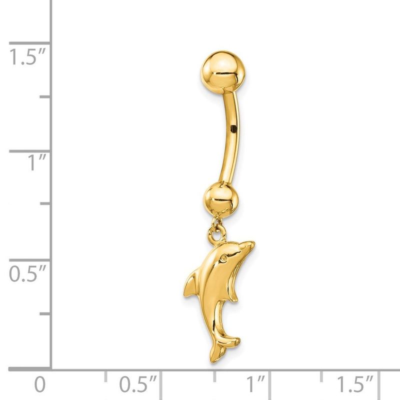 14k 14 Gauge Dolphin Dangle Belly Ring_voghion.com