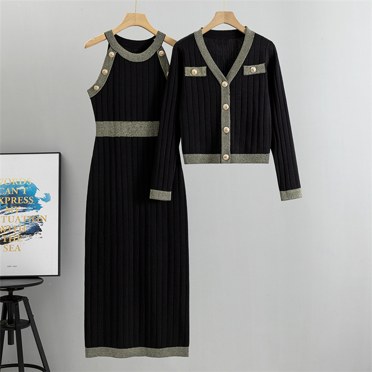 Damen héichwäerteg Stréck Kostüm schlank Mantel Rutsch Rock Zwee-Stéck Set_voghion.com