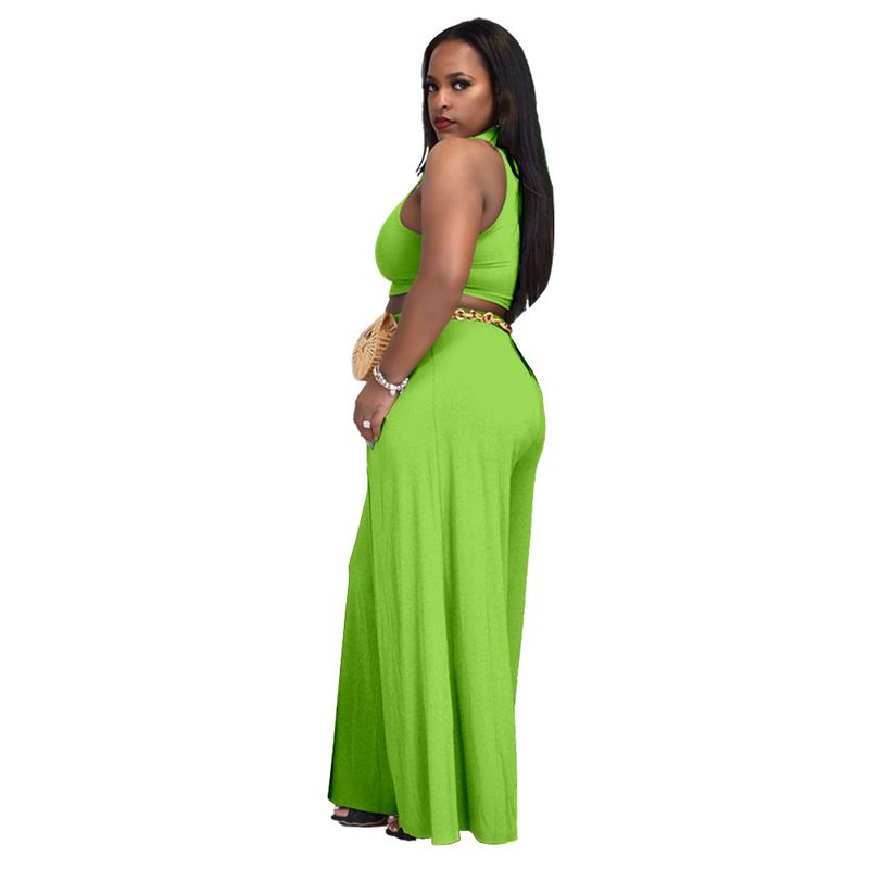plus size women's sexy vest wide leg two-piece set solid color casual suit_voghion.com