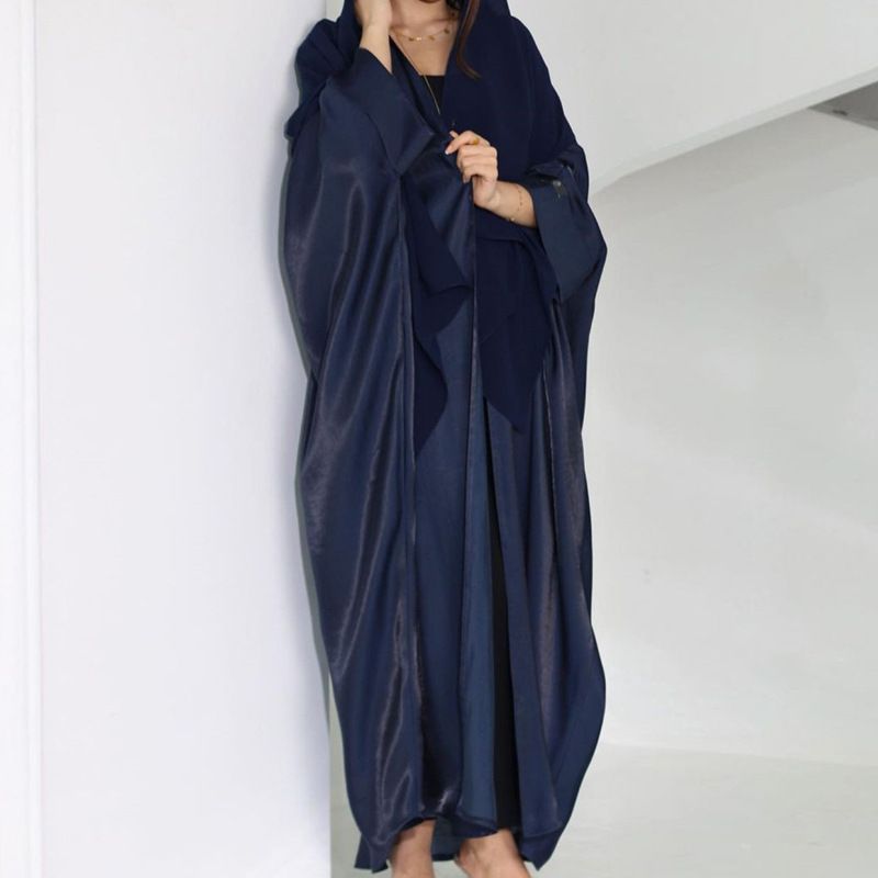 Women's Clothing Elegant Muslim Fashion Long Dress Open Cardigan Gown Polyester Fabric High Temperature Shaping Spring_voghion.com