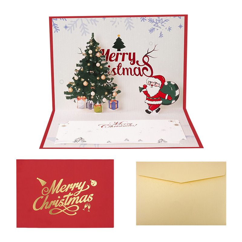 Christmas 3D Pop-Up Cards With Gold Foiling – Festive Holiday Greeting Cards For Family & Friends Custom Holiday Envelopes_voghion.com