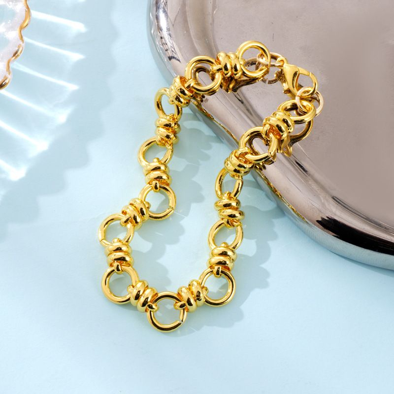 Bracciale a catena cubano versatile fatto a mano in metallo placcato oro per uomo, stile Ins_voghion.com