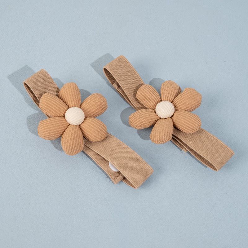 Internet Celebrity Large 8CM Cotton Linen Flower Tiebacks No-Drill Elastic Buckles Curtain Accessories 2p-set_voghion.com