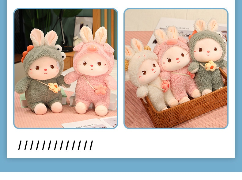 Cute backpack transformed into internet famous little plush toy, girl doll, zodiac rabbit year mascot_voghion.com