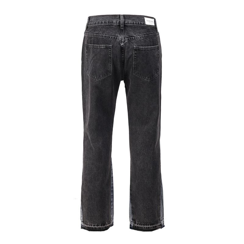 Men's Clothing High Street Style Hip Hop Stitching Slightly Flared Personality Jeans New Cat Whisker Trouser Legs Modified Wide Leg Pants_voghion.com