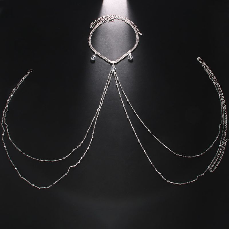 New Fashion Neck Rhinestone Breast Chain, Personalized Bead Body Chain, Women's Accessories Body Chain_voghion.com