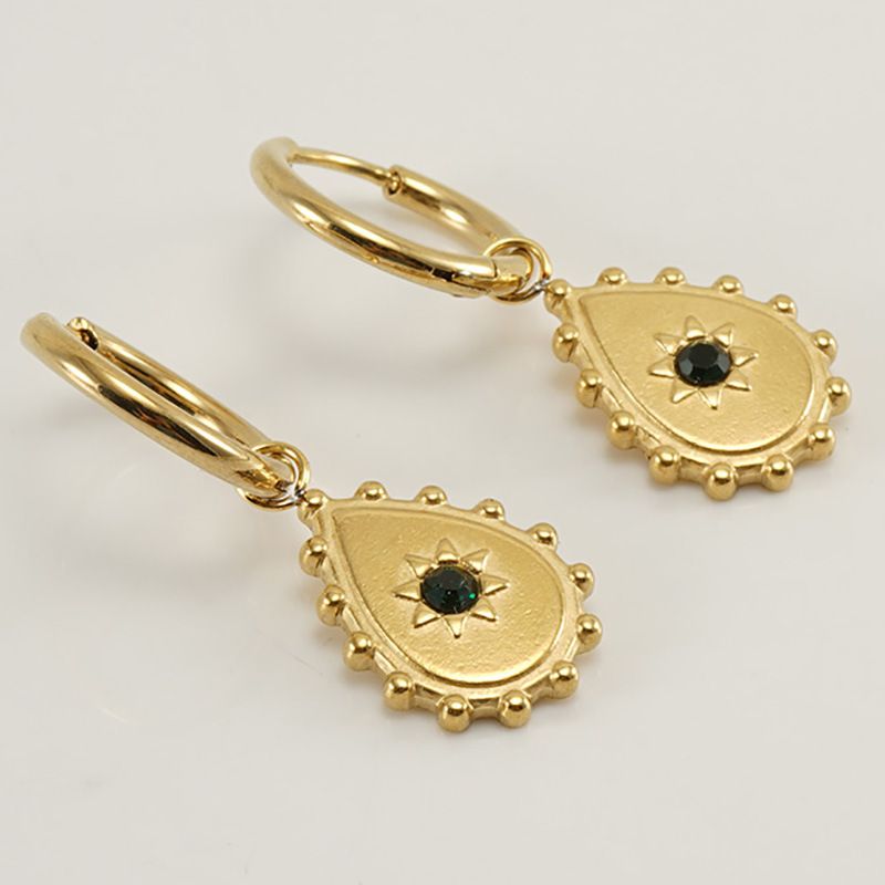 Orecchini a cerchio in acciaio inossidabile con diamanti intarsiati, alla moda, in oro, titanio, blu turchese, geometrici, per donna_voghion.com