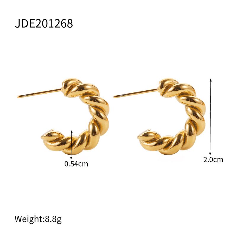 Orecchini a spirale con intrecci di pasta fritta da donna, in acciaio inossidabile placcato oro_voghion.com