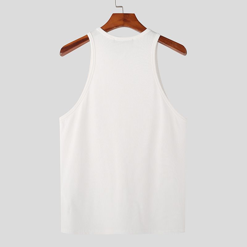 Men's Clothing hot-selling European station men's elastic fashion chest cardigan European and American men's muscle sexy tight vest men_voghion.com