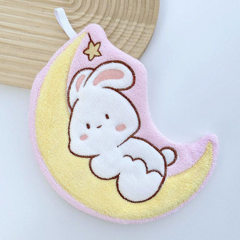 Lillian Cross-Border Source Moon Rabbit Cheese Toast Hanging Hand Small Towel Bathroom Kitchen Cartoon Cloth Gift_voghion.com