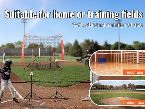VEVOR 7x7 Ft Baseball Softball Practice Net, Portable Baseball Training Net For Hitting Batting Catching Pitching, Backstop Baseball Equipment Training Aids With Strike Zone_voghion.com
