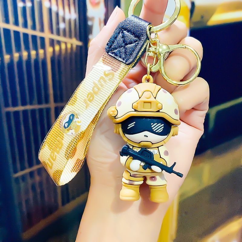 Portachiavi con ciondolo, piccolo regalo, squisita statuetta di cartone animato militare, coppia creativa, zaino_voghion.com