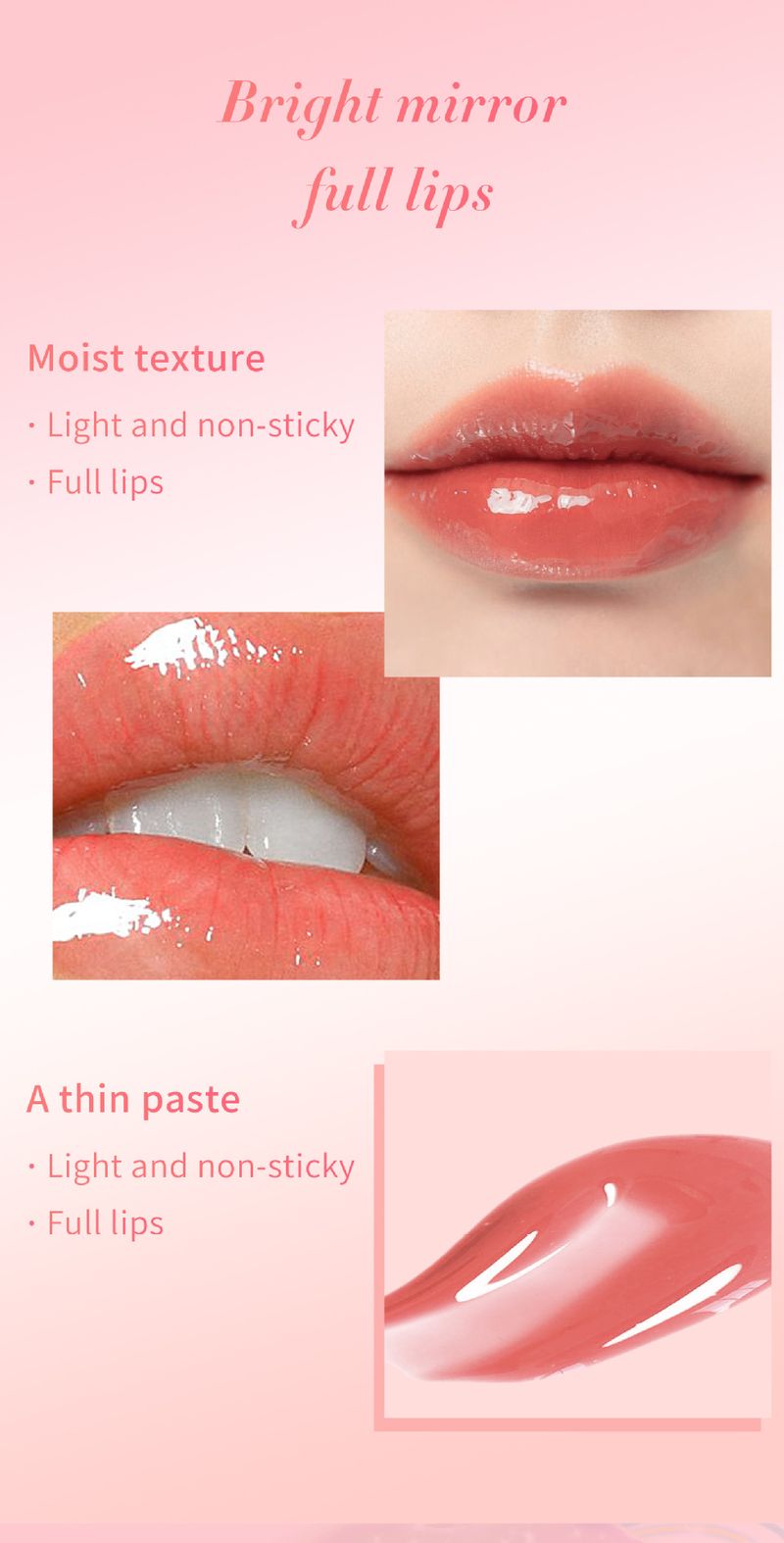 HelloKiss Hydraterende en verhelderende transparante kleur, Water Glazed Glass Glaze Lip Oil, lipolie_voghion.com