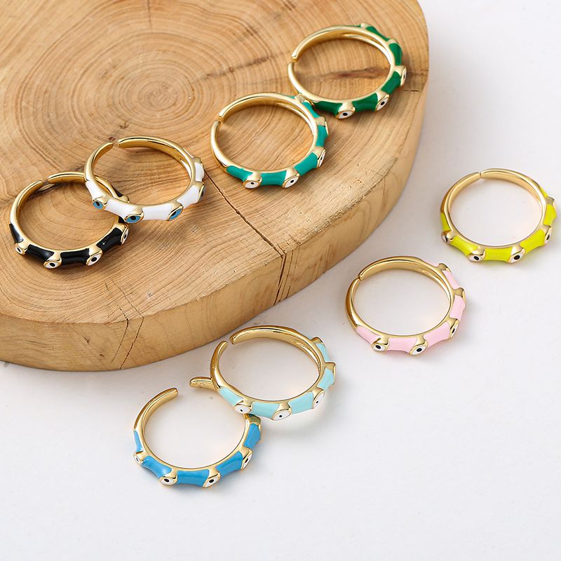 Anello regolabile in rame smaltato anticato con motivo goblin boemo turco, gioielli in oro_voghion.com