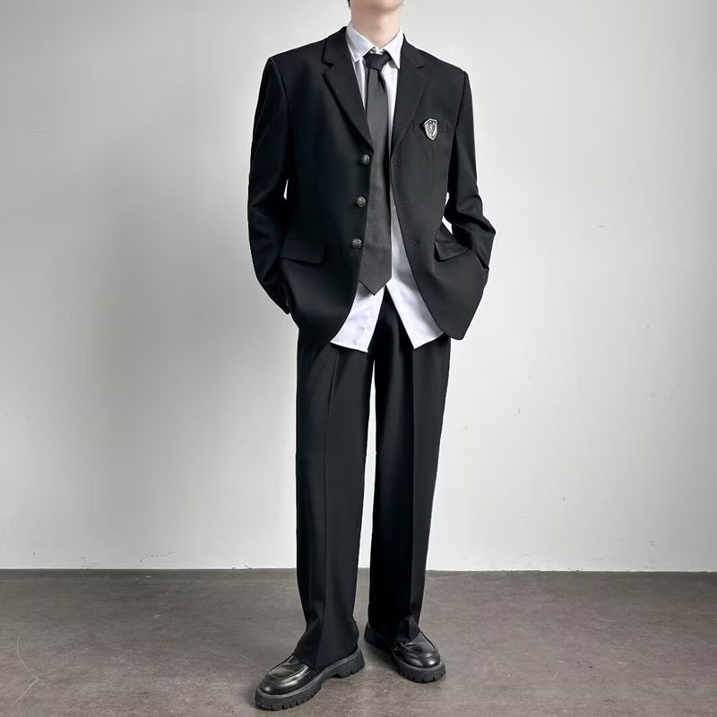 Trendy new suit men's top loose jacket men's spring and autumn versatile casual suit uniform_voghion.com