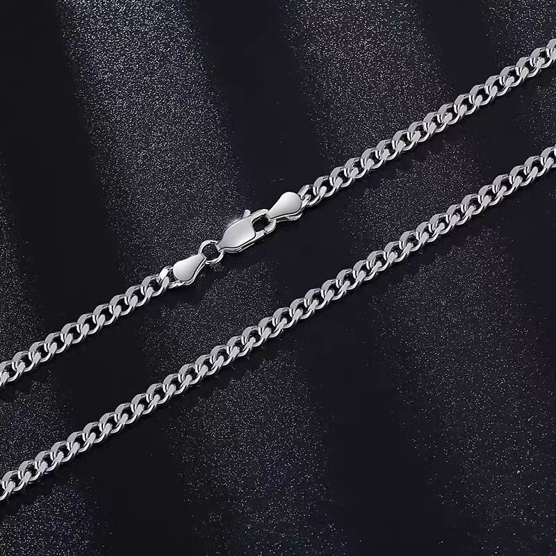 Collana con ciondolo a forma di fiore in argento cubano Hip Hop da uomo, con corda, semplice catena per clavicola_voghion.com