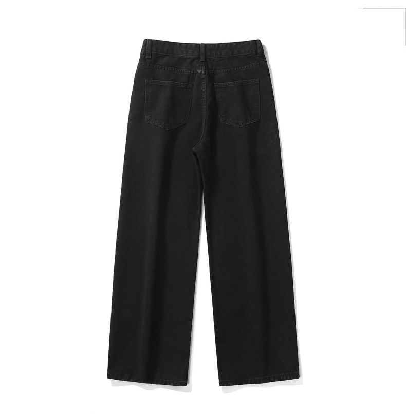 Deep Blue Washed Denim Jeans Herren im Frühjahr und Herbst 2024, neue einfarbige, vielseitige, weite, lässige Hose mit geradem Bein für_voghion.com