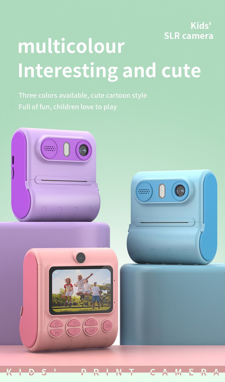 【Alta calidad】Cámara digital de alta definición con impresión instantánea para niños con lente dual única_voghion.com