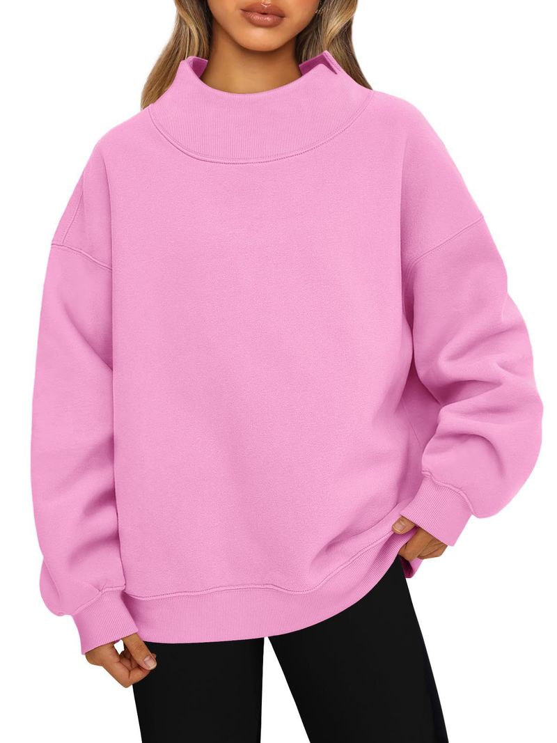 Women's sweatshirt long sleeve turtleneck pullover sweatshirt casual sweatshirt fleece top_voghion.com