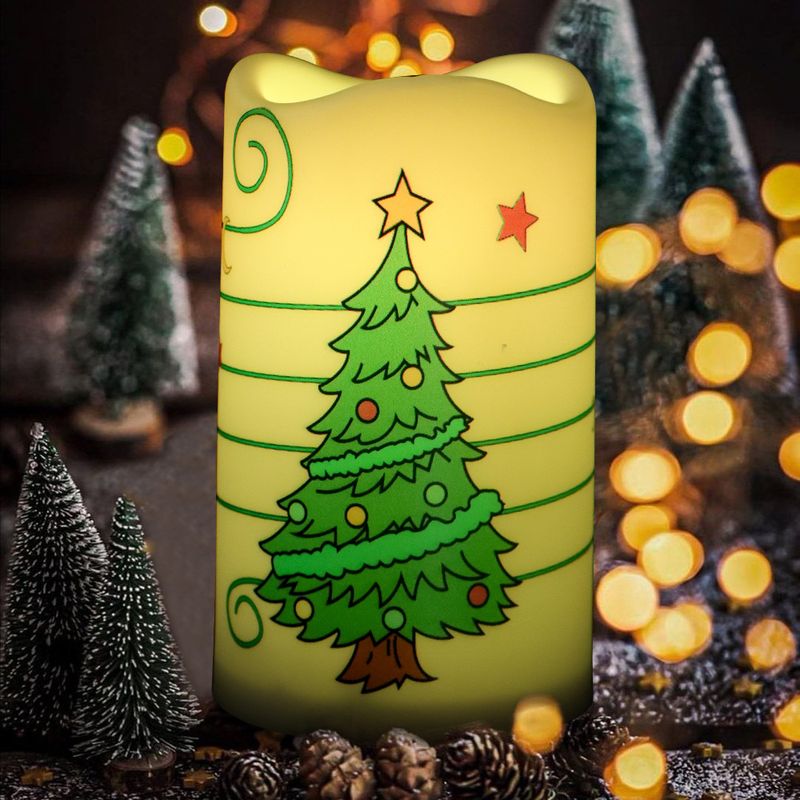 4 Piece Set Of Printed DIY Layout Candle Glow Theme Party Decoration LED Electronic Candle Light Festival Light Up_voghion.com