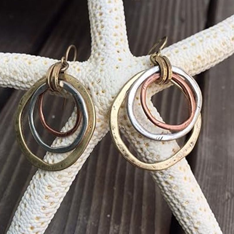 Stylish Vintage Earrings Bohemian Round Three Loop Ear Hook Earrings Earrings Necklace_voghion.com