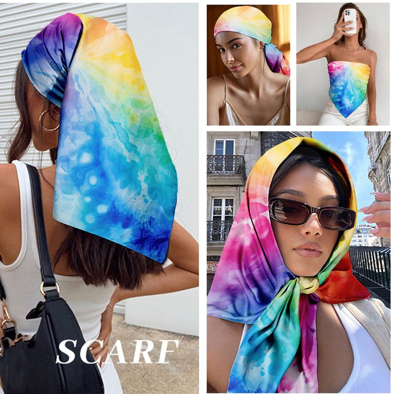 Foulard carré en soie pour femme, fin, polyvalent, décoratif, imprimé_voghion.com