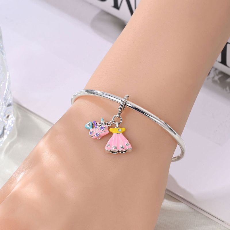 Women's Jewelry Travel Style Summer Cocktail Bag Charm Beads DIY Jewelry Accessories Bracelet Copper Plated Silver_voghion.com