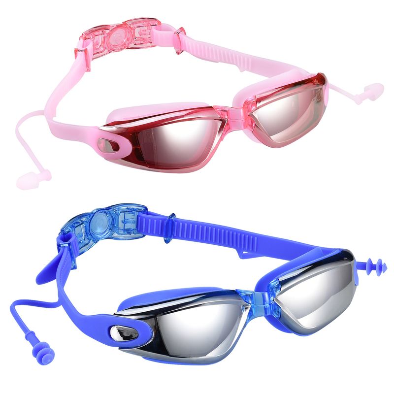Ochelari de înot pentru adulți, ochelari de înot galvanizați, impermeabili, anti-aburire și anti-ultraviolete, cu cadru mare, ochelari de înot, cu clips pentru nas, dopuri de urechi, cutie_voghion.com