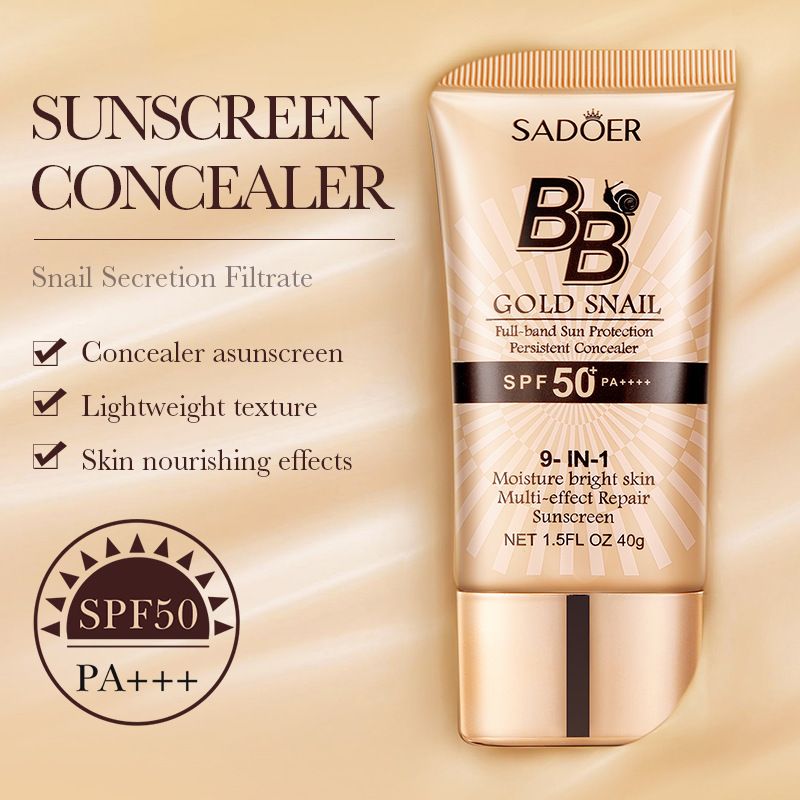 SADOER Snail Sonnenschutz BB Foundation Make-up Concealer Feuchtigkeitsspendende Isoliercreme_voghion.com