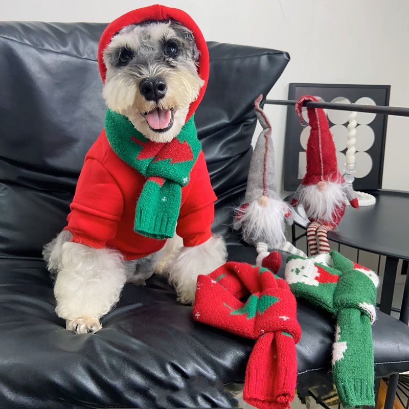 Haustier Neujahr Rot Weihnachtsgeschenk Hundeschal Verdickter Vielseitiger Herbst Winter Halswärmer Eltern-Kind-Set Ins_voghion.com