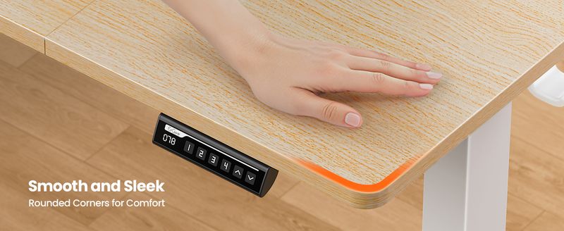 Electric Standing Desk Height Adjustable 140 X 70cm, Sit Stand Desk With 4 Memory Smart Pannel, Home Office Desk With Splice Board_voghion.com
