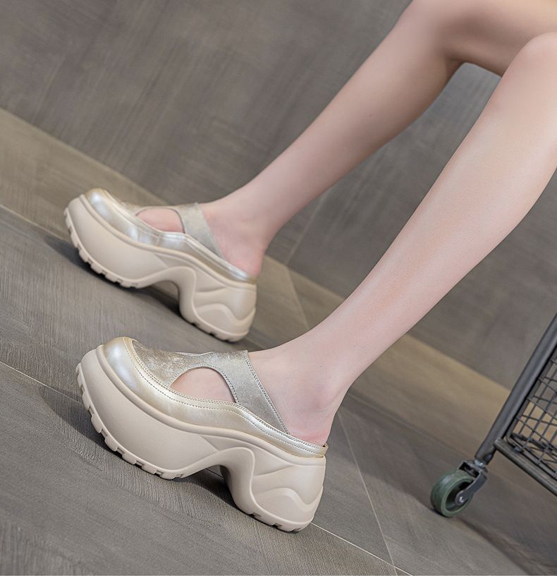 Small Thick-soled Bag Head Slippers Female One Pedal Lazy Wear Casual Versatile Cool Slippers_voghion.com