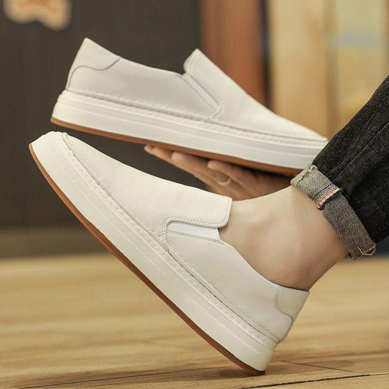 Mocassini da uomo alla moda, scarpe basse versatili in vera pelle, comode e comode, scarpe casual coreane antiscivolo e antiodore_voghion.com